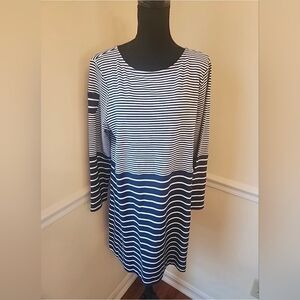 Vineyard Vines Dress Mixed Blue / White Striped Knit LS Coastal Sz XL Women's